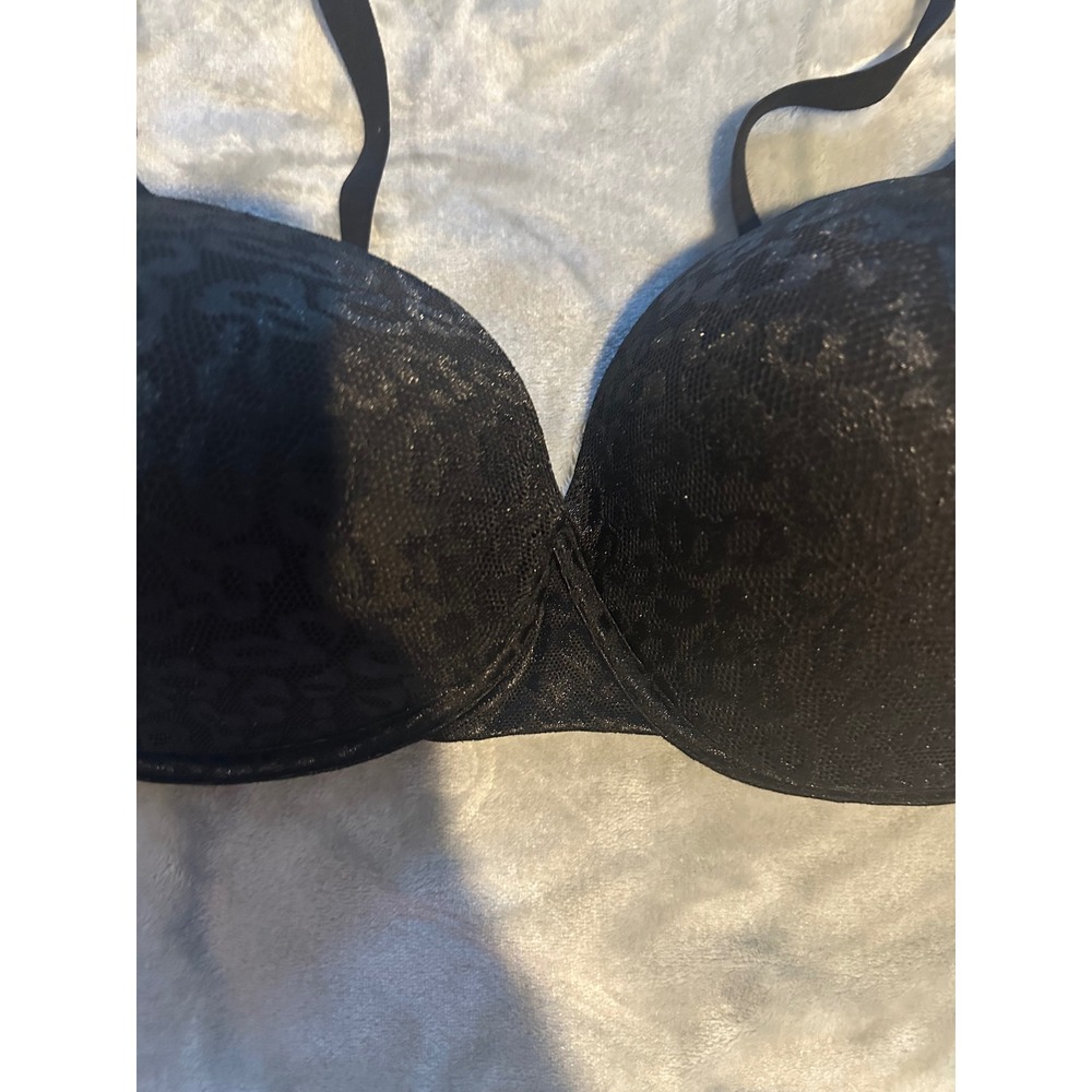 Joyspun Bra Women 38DD Black Leopard Print Lace Underwire T-Shirt Bra Everyday - Picture 3 of 5